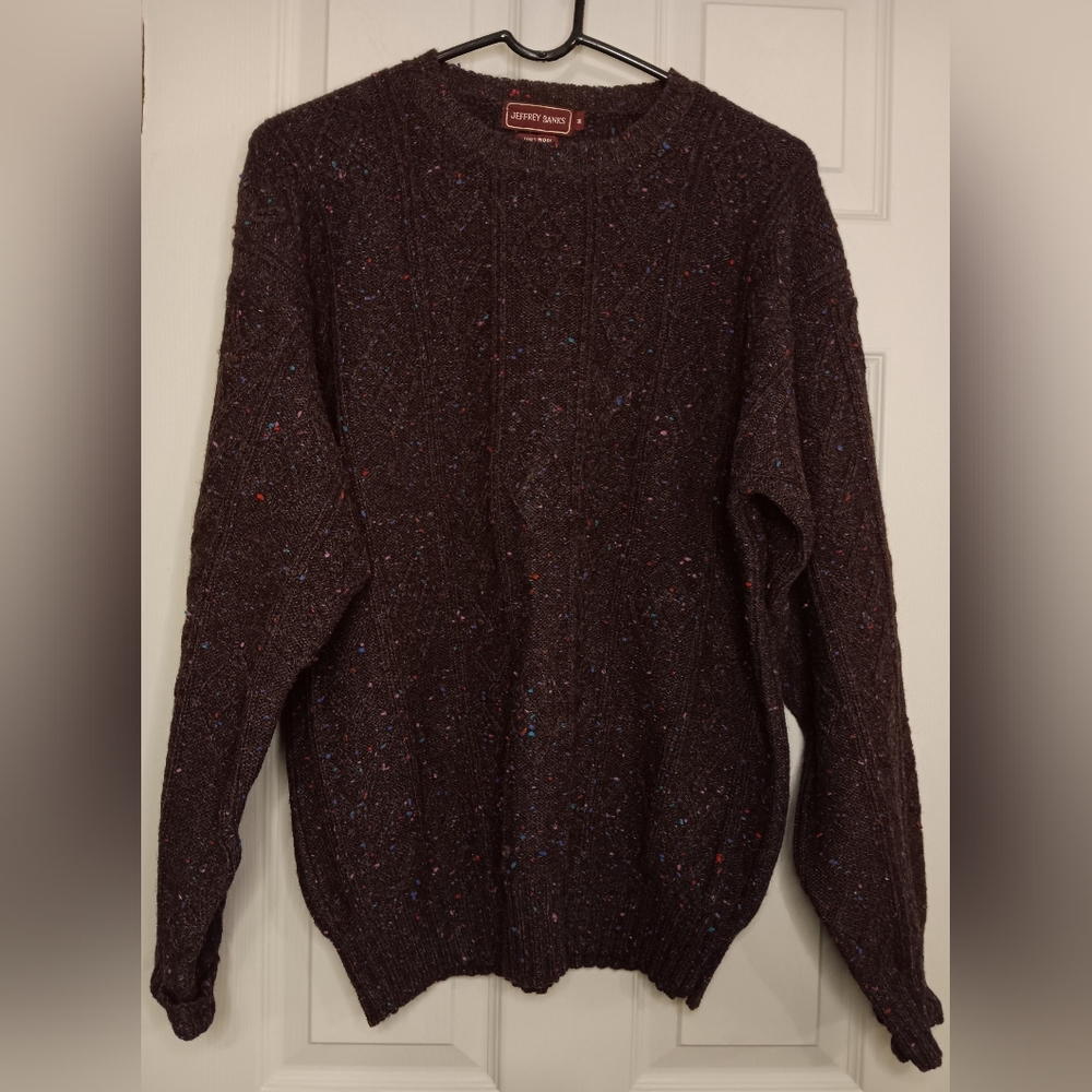 Jeffrey Banks Men's 100% Wool Sweater - Brown - Size Medium
